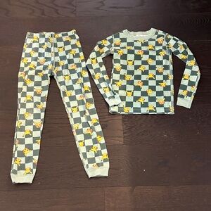 Hanna Andersson Pikachu Checkered Pajama Set - Green and Gray